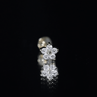Minimalist Diamond Flower Tragus Earring with Flat Back