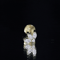 Marquise Diamond Lotus Earring for Cartilage Piercing