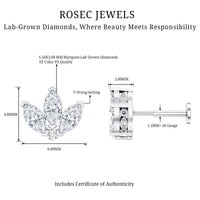 Marquise Diamond Lotus Earring for Cartilage Piercing