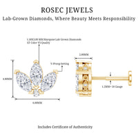 Marquise Diamond Lotus Earring for Cartilage Piercing