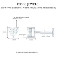 Solitaire Diamond Heart Earring with Flat Back