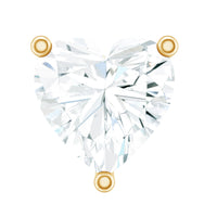 Solitaire Diamond Heart Earring with Flat Back