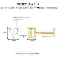 Solitaire Diamond Heart Earring with Flat Back