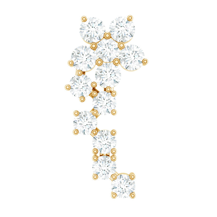 Diamond floral cluster helix earring by Rosec Jewels, body jewelry with sparkling floral design for piercing adornment.