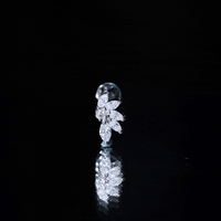 Marquise Diamond Leaf Cluster Earring for Cartilage Piercing