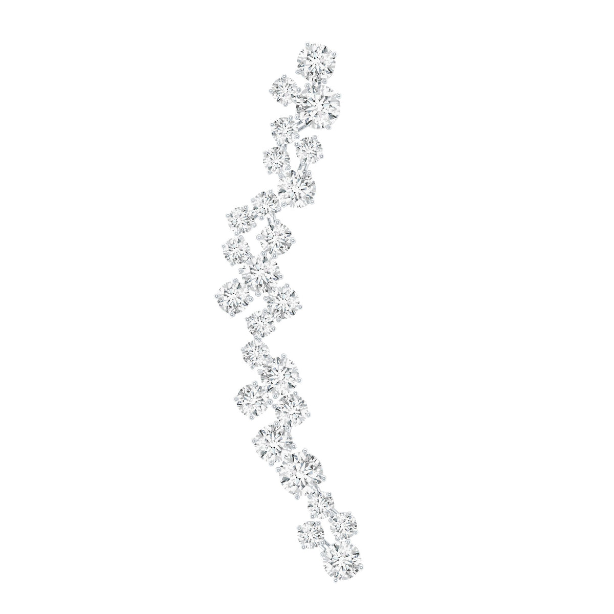 Diamond cluster climber earring for helix piercing by Rosec Jewels, featuring sparkling diamond accents on sleek body jewelry.