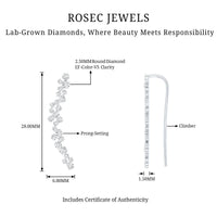 Diamond cluster climber earring for helix piercing by Rosec Jewels, featuring sparkling diamond accents in body jewelry style.