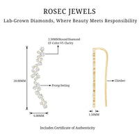 Diamond cluster climber earring for helix piercing by Rosec Jewels, featuring sparkling diamond accents in body jewelry style.