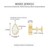 Pear Shape Diamond Solitaire Cartilage Earring