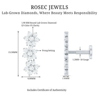 Diamond Three Flower Crawler Earring for Helix Piercing