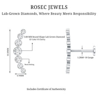 Graduated Diamond Crawler Helix Earring in Bezel Set