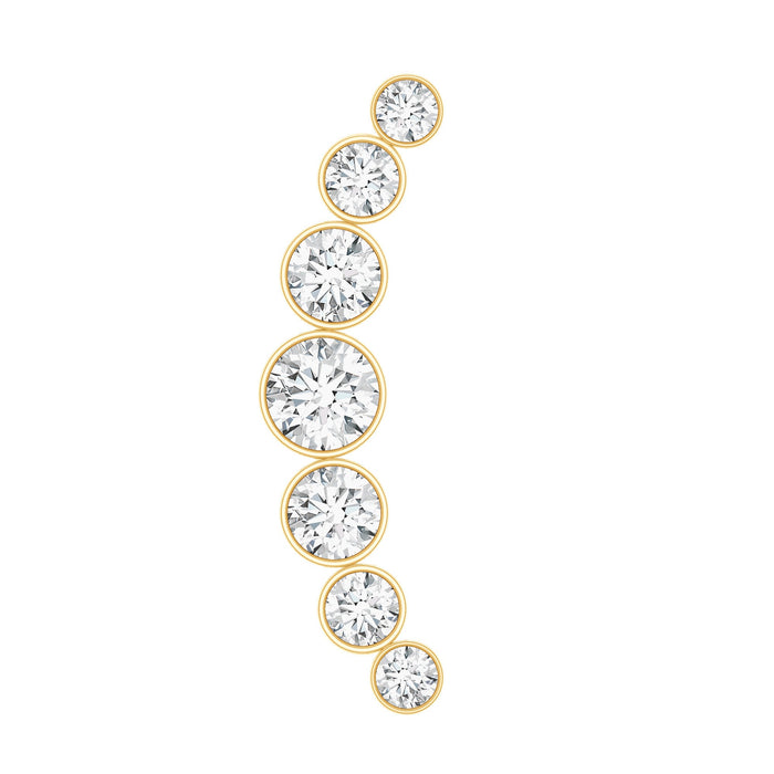 Graduated diamond crawler helix earring in bezel set, rose gold body jewelry by Rosec Jewels, featuring sparkling diamonds.