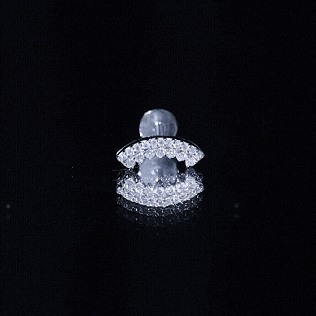 Yellow certified diamond curved cartilage earring for women by Rosec Jewels, showcasing sparkling gemstone and delicate body jewelry design.