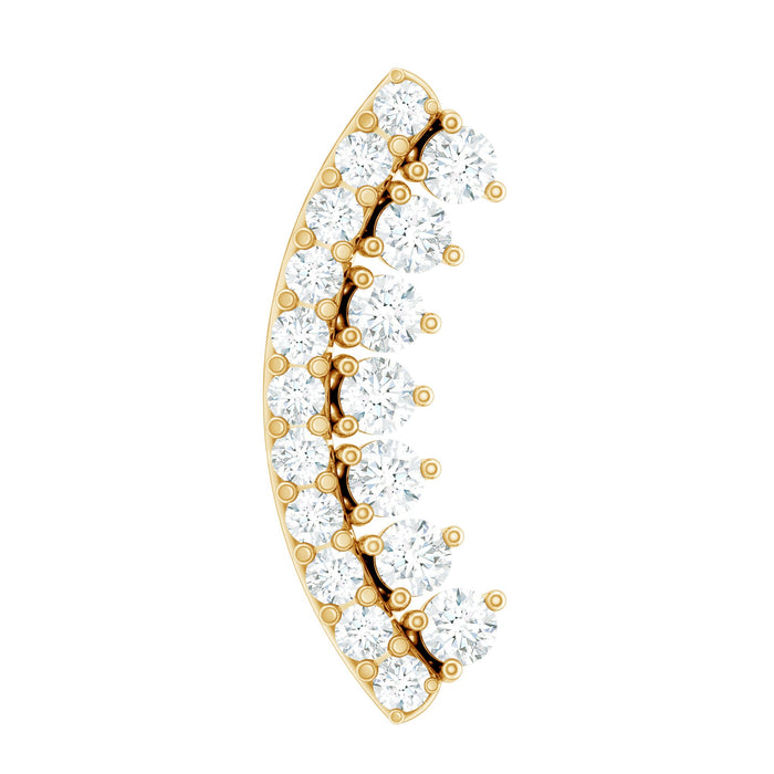 Certified diamond curved cartilage earring for women by Rosec Jewels, showcasing sparkling diamond detail and sleek curved body jewelry design.