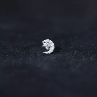 Certified Diamond Crescent Moon Helix Earring with Star
