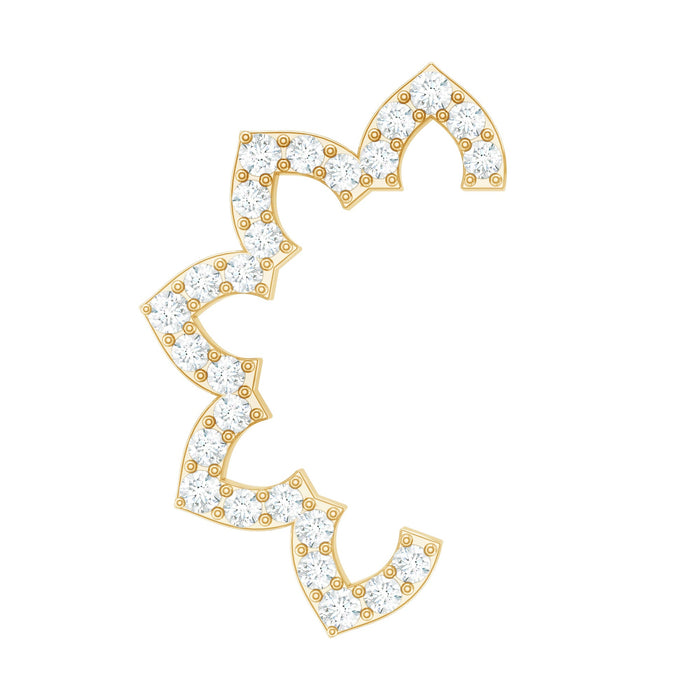 Certified diamond curved floral cartilage earring by Rosec Jewels, showcasing a delicate floral design with sparkling diamonds.