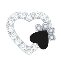 Sparkling Diamond Dog Paw Heart Earring with Black Enamel