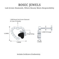Sparkling Diamond Dog Paw Heart Earring with Black Enamel