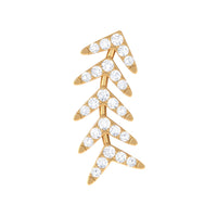 Minimalist Diamond Leaf Crawler Earring for Helix Piercing
