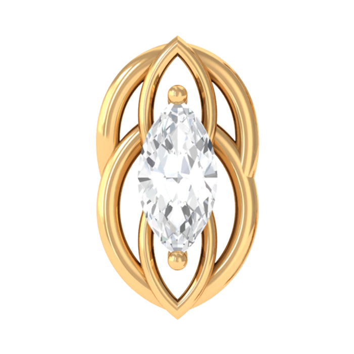 Marquise diamond solitaire cartilage earring from Rosec Jewels, showcasing a sparkling diamond set in body jewelry style.