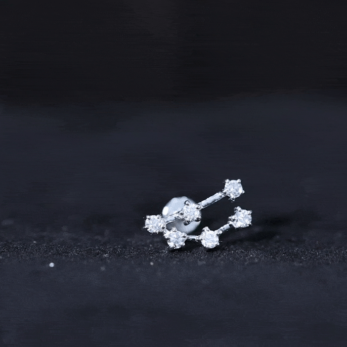 Yellow diamond Capricorn constellation helix piercing earring by Rosec Jewels, featuring a celestial design with sparkling gemstones.