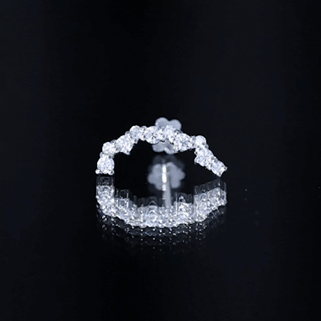 Yellow gold certified diamond curved crawler earring for women, featured in Rosec Jewels body jewelry collection.