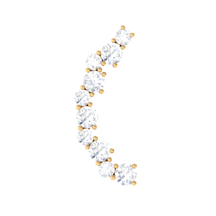 Certified diamond curved crawler earring for women from Rosec Jewels, showcasing elegant body jewelry with sparkling diamonds.