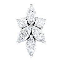 Marquise Diamond Cluster Flower Earring with Flat Back