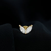 Marquise Diamond Two Stone Earring for Tragus Piercing