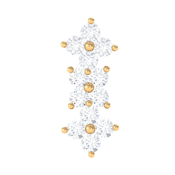 Diamond flower crawler earring for helix piercing by Rosec Jewels, featuring sparkling diamond accents and intricate floral design.