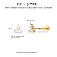 Dainty Diamond Trio Earring for Helix Piercing