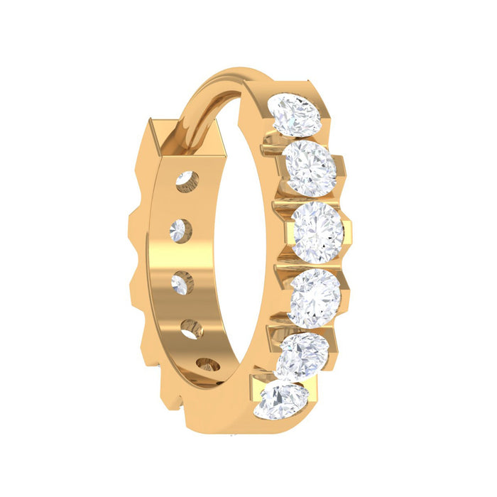 Certified diamond helix huggie hoop earring by Rosec Jewels, showcasing sparkling diamonds and sleek body jewelry design.