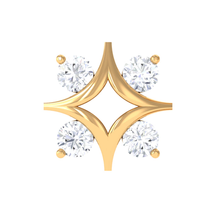 Round cut diamond star helix earring for body jewelry by Rosec Jewels featuring a sparkling star-shaped design.