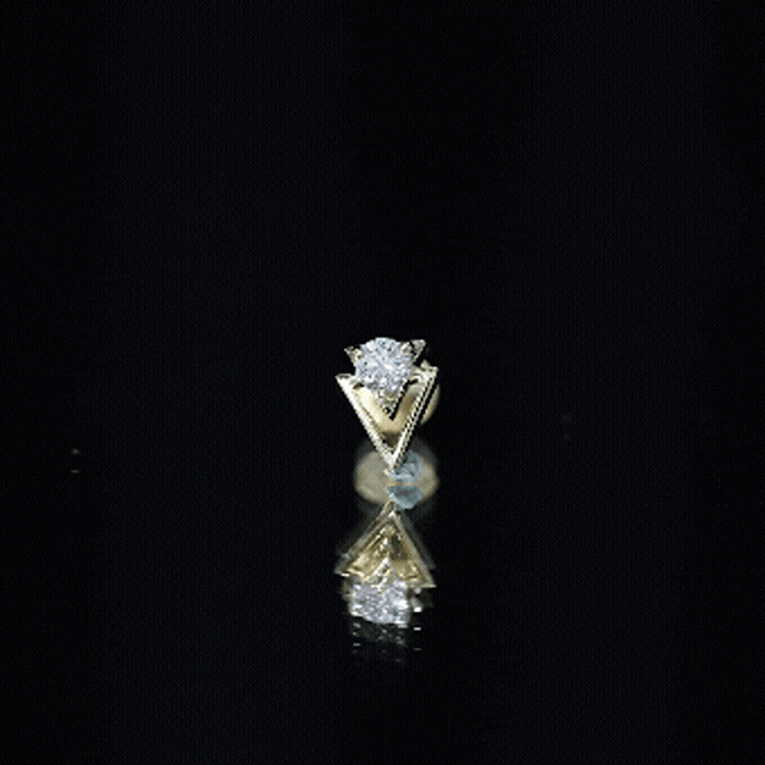 Yellow diamond solitaire triangle cartilage earring by Rosec Jewels, body jewelry featuring a simple, elegant design.