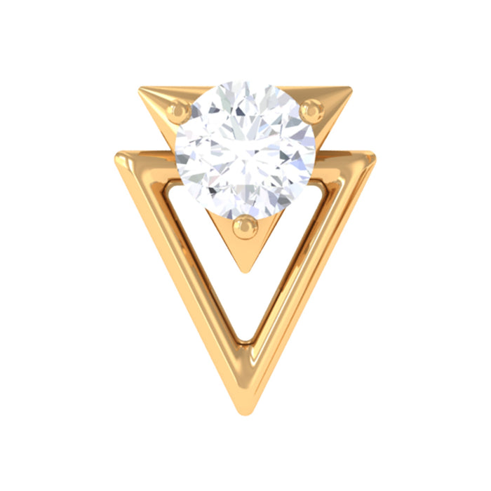 Rosec Jewels simple diamond solitaire triangle cartilage earring, body jewelry with a sparkling diamond design on a silver setting.