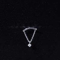 Single Diamond Hidden Helix Earring with Chain