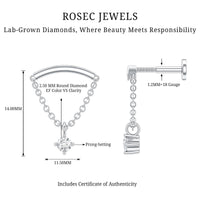 Single Diamond Hidden Helix Earring with Chain