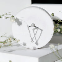 Single Diamond Hidden Helix Earring with Chain