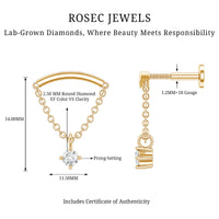 Single Diamond Hidden Helix Earring with Chain