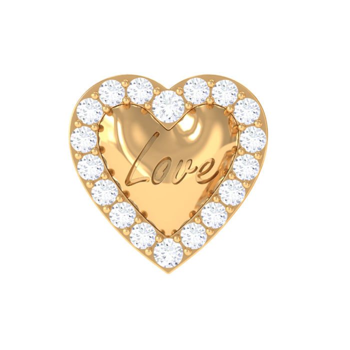 Rosec Jewels diamond love heart helix earring in body jewelry style, featuring a cute, sparkling design for ear piercing.