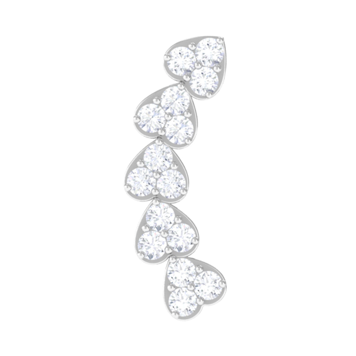 Diamond Heart Crawler Earring for Helix Piercing