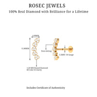 Diamond Heart Crawler Earring for Helix Piercing