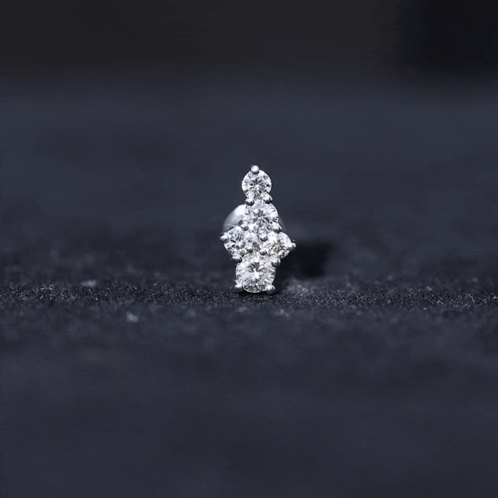 Yellow certified diamond cluster cartilage piercing earring by Rosec Jewels, featuring sparkling gemstone cluster in body jewelry style.