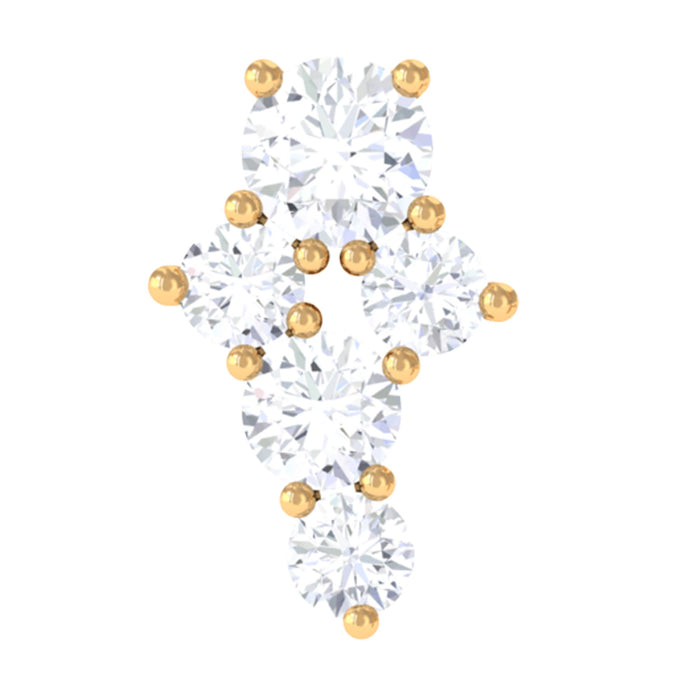 Certified diamond cluster cartilage piercing earring by Rosec Jewels, showcasing sparkling diamond cluster body jewelry for cartilage.