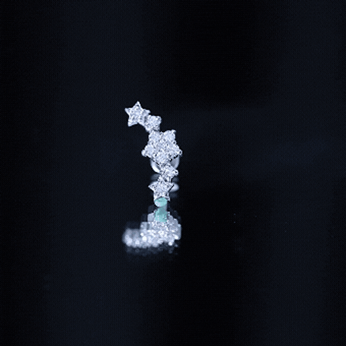 Yellow brilliant cut diamond star ear crawler earring by Rosec Jewels, showcasing sparkling body jewelry design