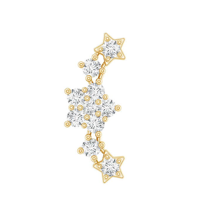 Brilliant cut diamond star ear crawler earring from Rosec Jewels, showcasing sparkling diamond design in body jewelry style.