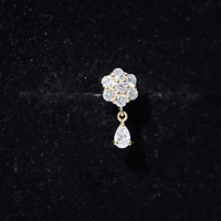 Elegant Diamond Flower Cartilage Drop Earring