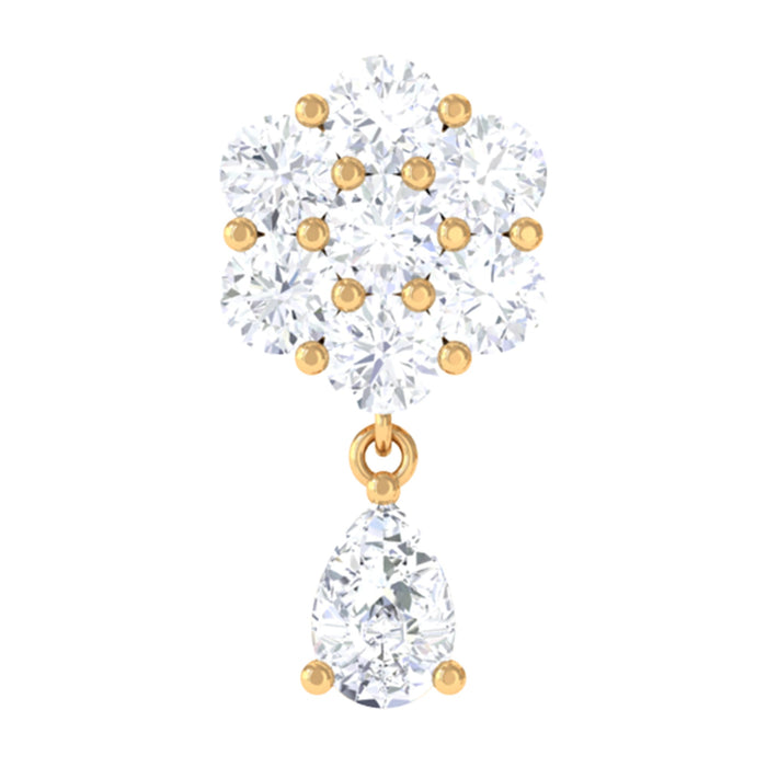 Elegant diamond flower cartilage drop earring from Rosec Jewels, featuring delicate floral design and sparkling gemstones.