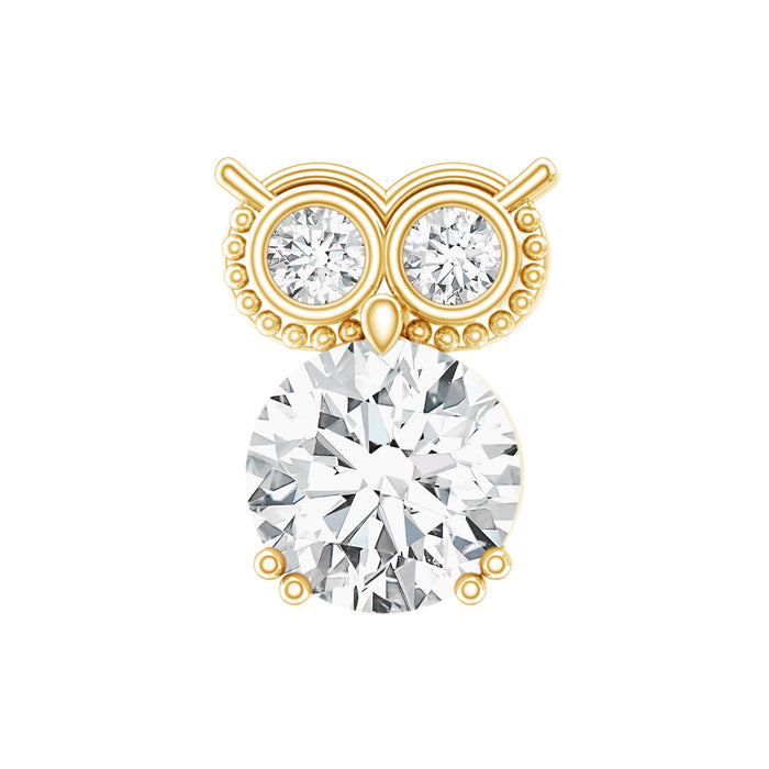 Diamond owl cartilage earring by Rosec Jewels, body jewelry featuring a detailed owl design with sparkling stones.