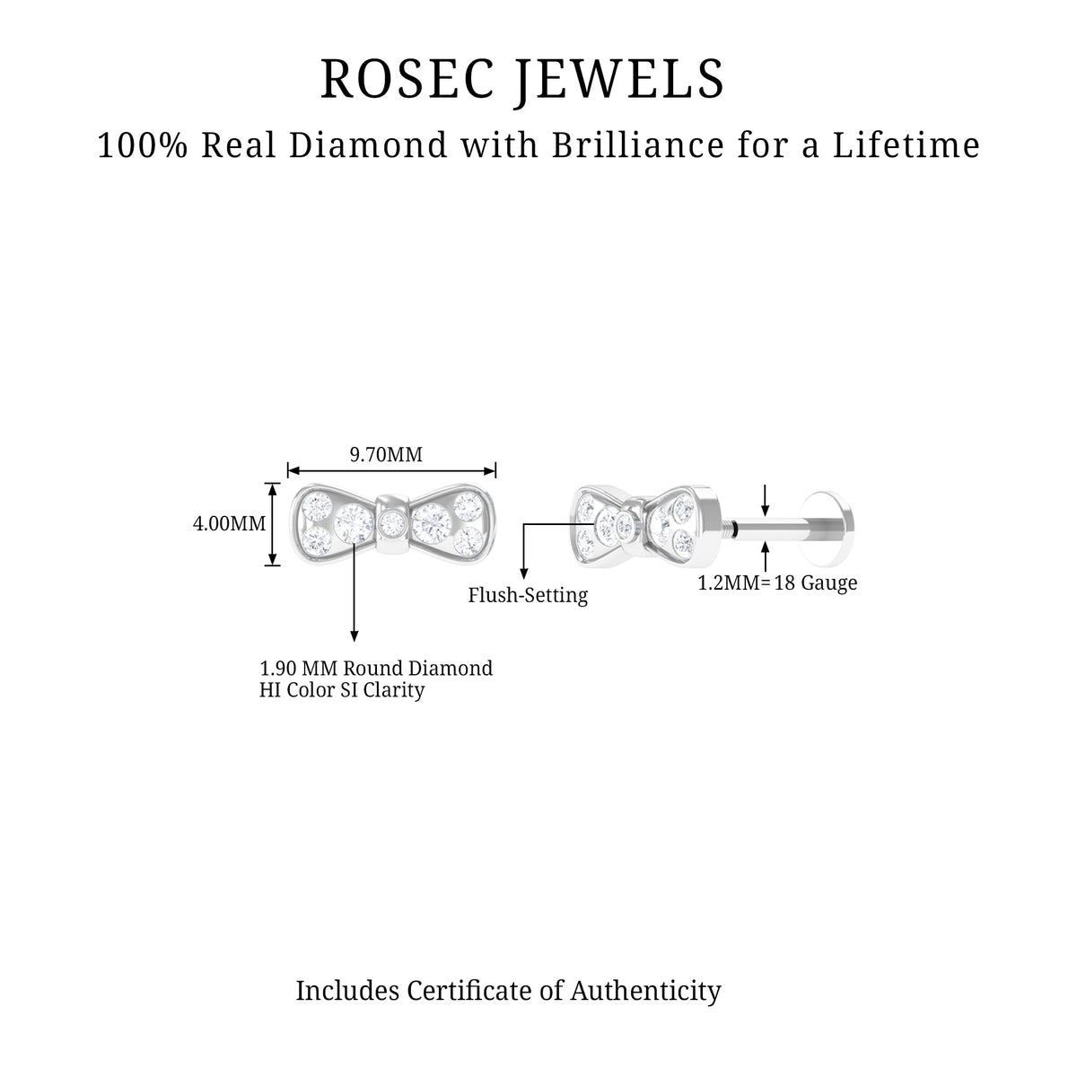 Diamonds Bow Cartilage Piercing Earring